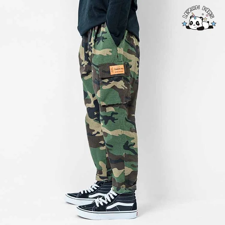 LEZONKIDS - Roupas infantis estilo novo para meninos, calças casuais amarelas com camuflagem urbana